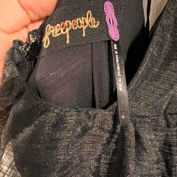 Free People Black Puff Sleeve Plunge Sundress - Picture 6 of 6